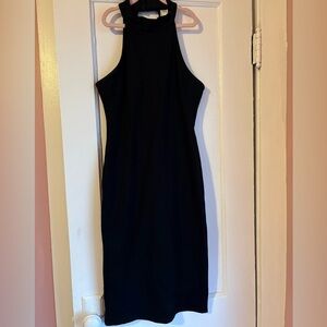 Gracie Black Halter Midi Dress Size S Open Back